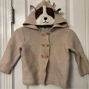 Baby Boden Hooded shepherd dog Cardigan Sweater 3-6m Button Front Wool Blend